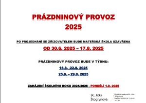 Prázdninový provoz 2025